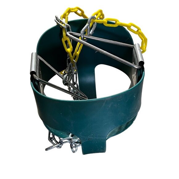 Heavy-Duty Green Plastic Bucket With Metal Support Chains & Yellow Handles - Picture 1 of 1